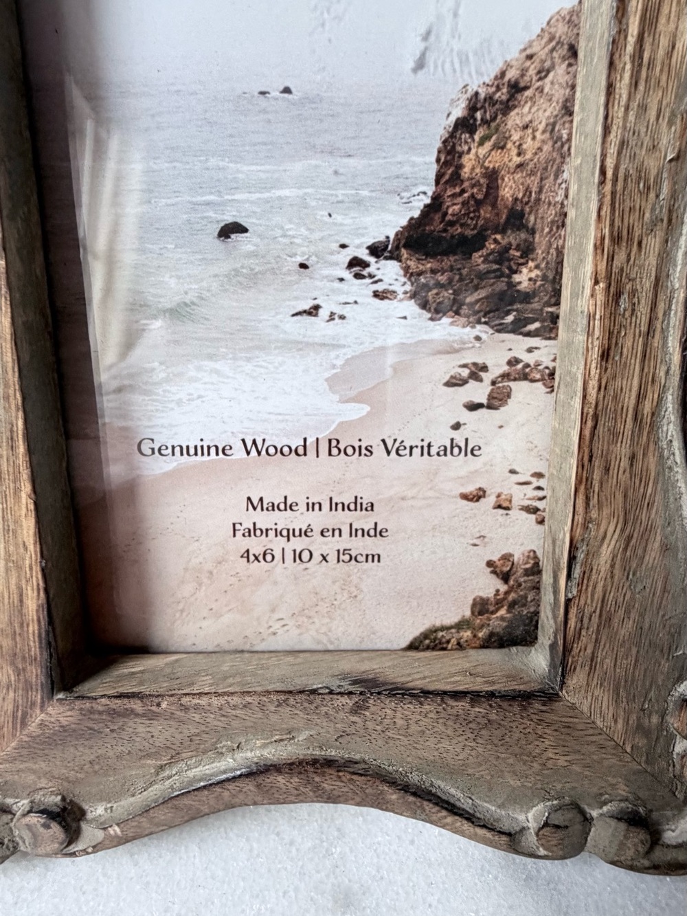Genuine Wood Distressed Brown Photo Frame - Home Accents 4”x6” photo - Picture 4 of 9